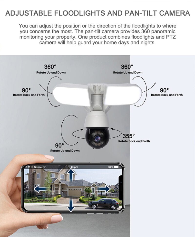 Yi vaizdo saugos valdoma kamera su stroboskopu ir sirena kupolinė wifi