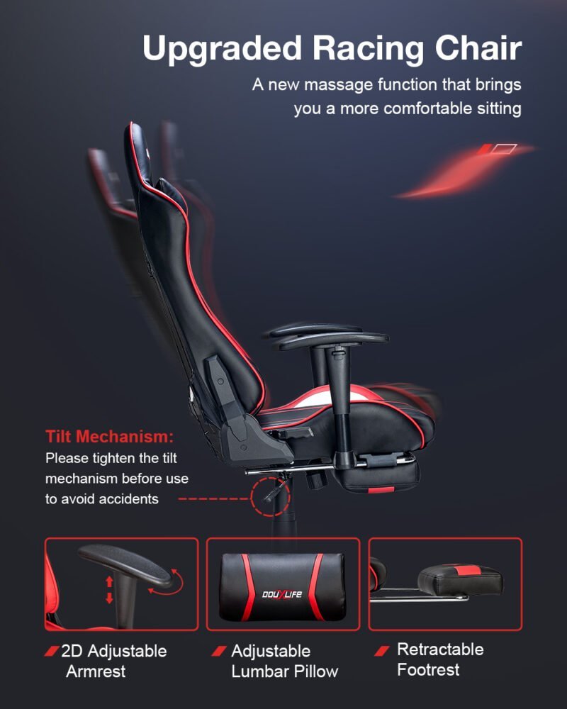Douxlife gaming žaidimų kompiuterinė kėdė su masažo funkcija