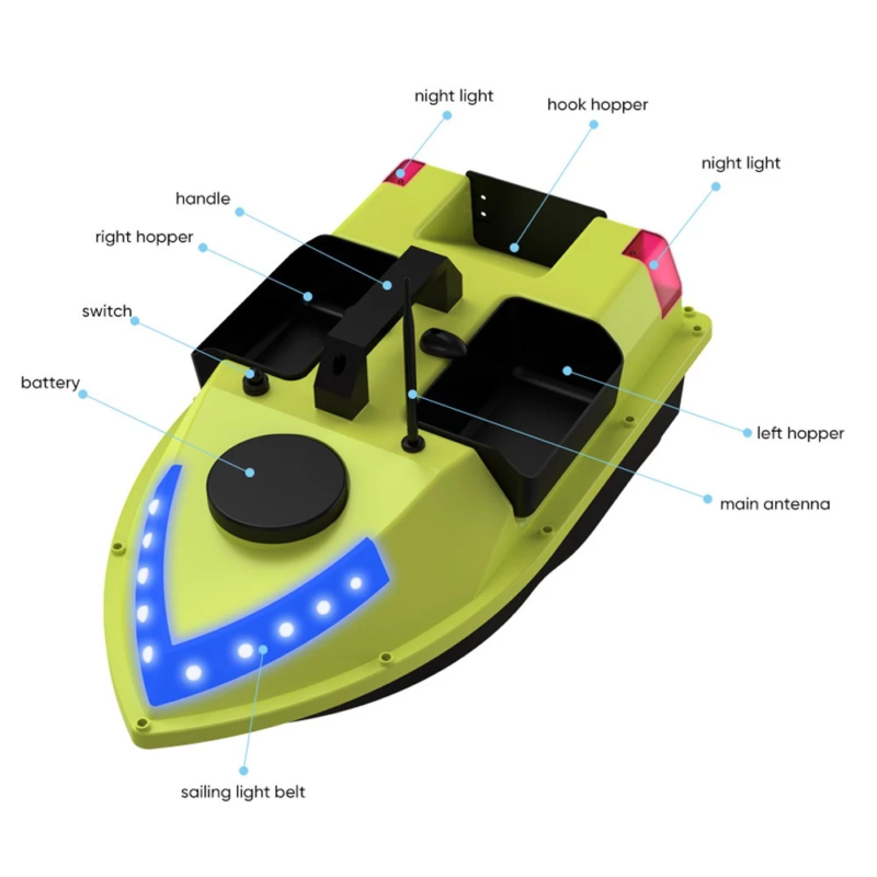 RC GPS valdoma pašarų gabenimo valtis žvejybai