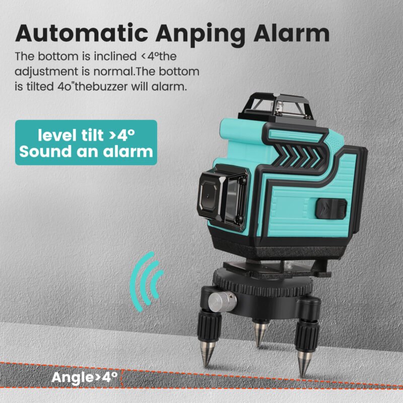 4d 16 linijų lazerinis nivelyras vidaus lauko darbams su priedais