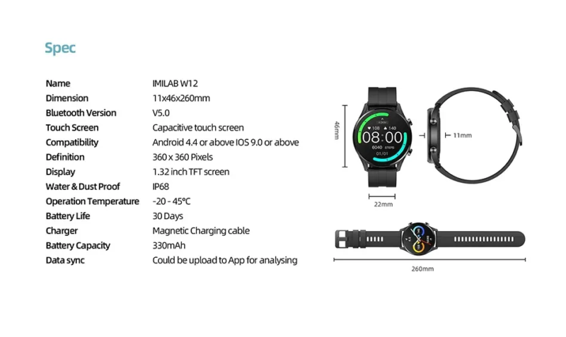 XIaomi Imilab W12 išmanusis laikrodis vyrams juodas