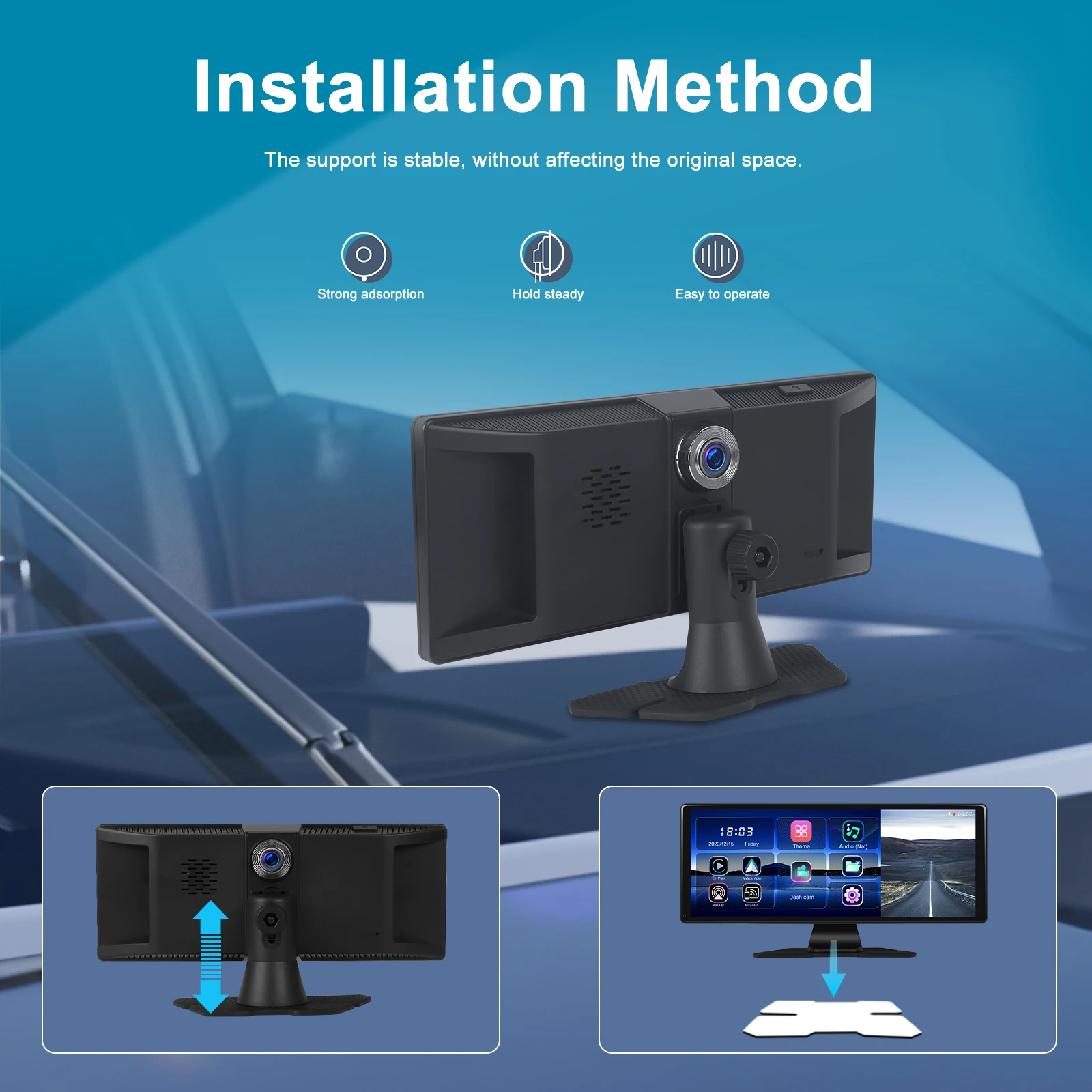 10 Colių universali Carplay multimedija su registratoriaus funkcija