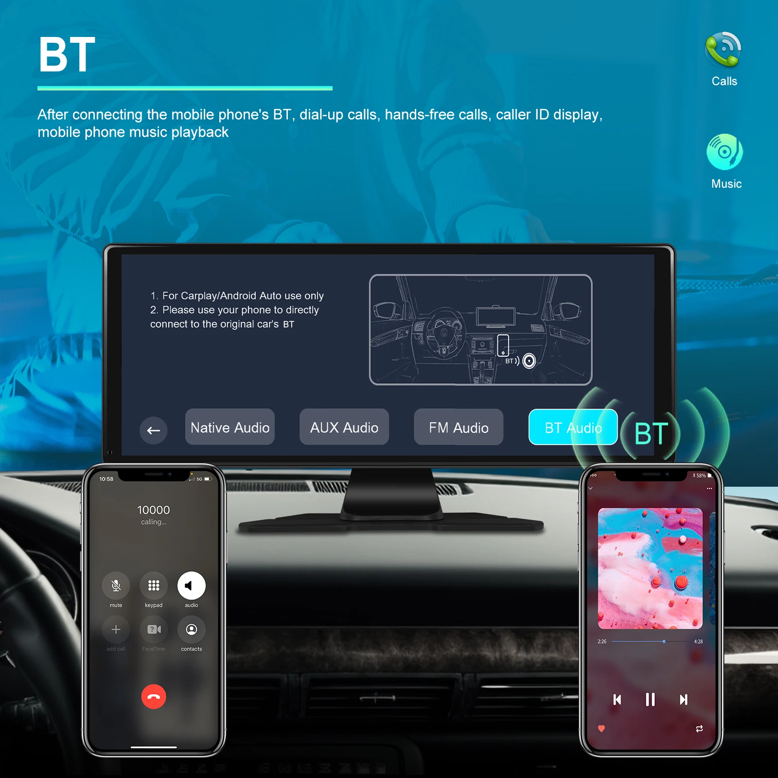 10 Colių universali Carplay multimedija su registratoriaus funkcija