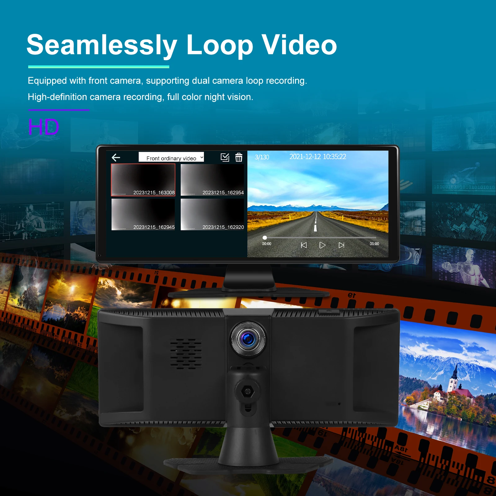 10 Colių universali Carplay multimedija su registratoriaus funkcija