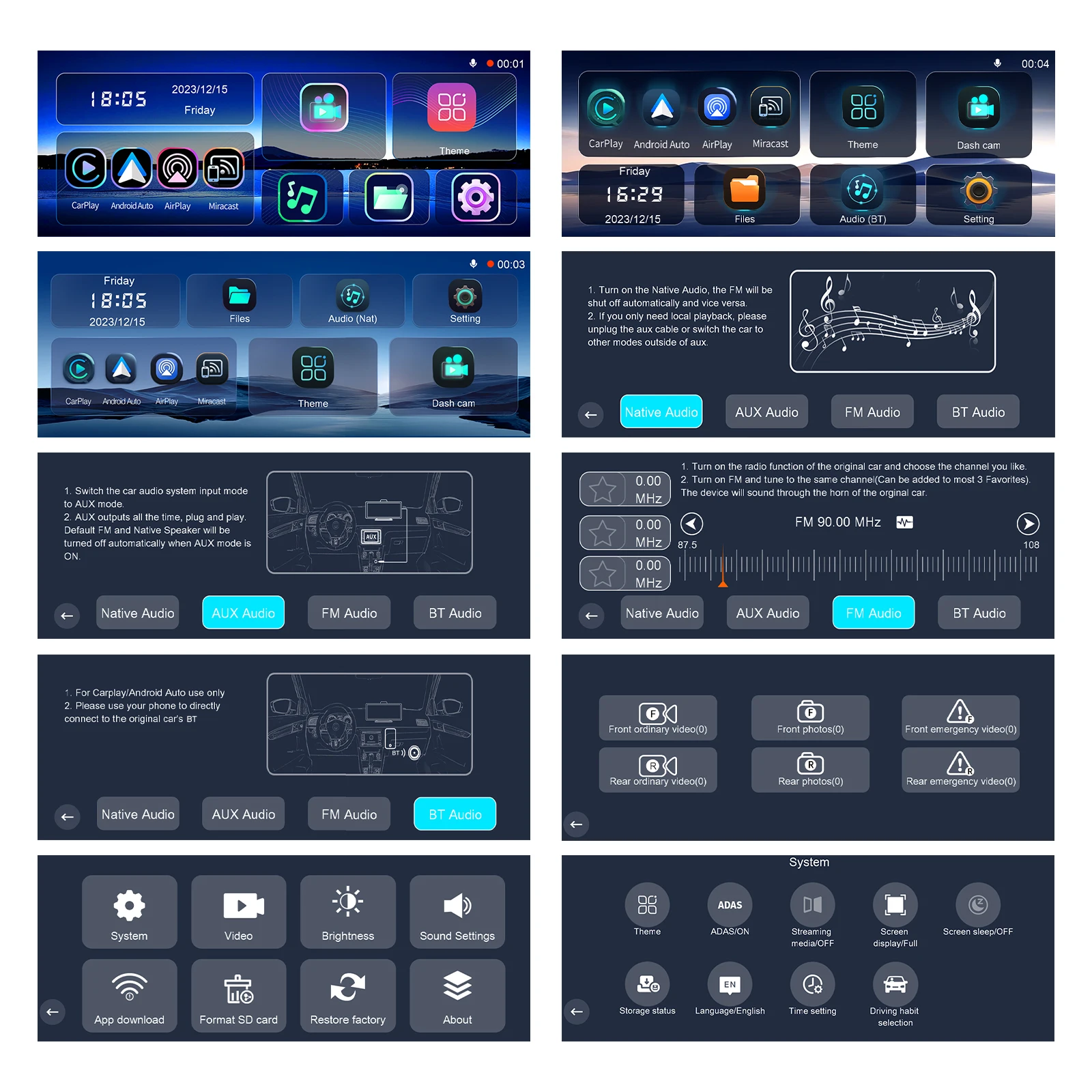 10 Colių universali Carplay multimedija su registratoriaus funkcija