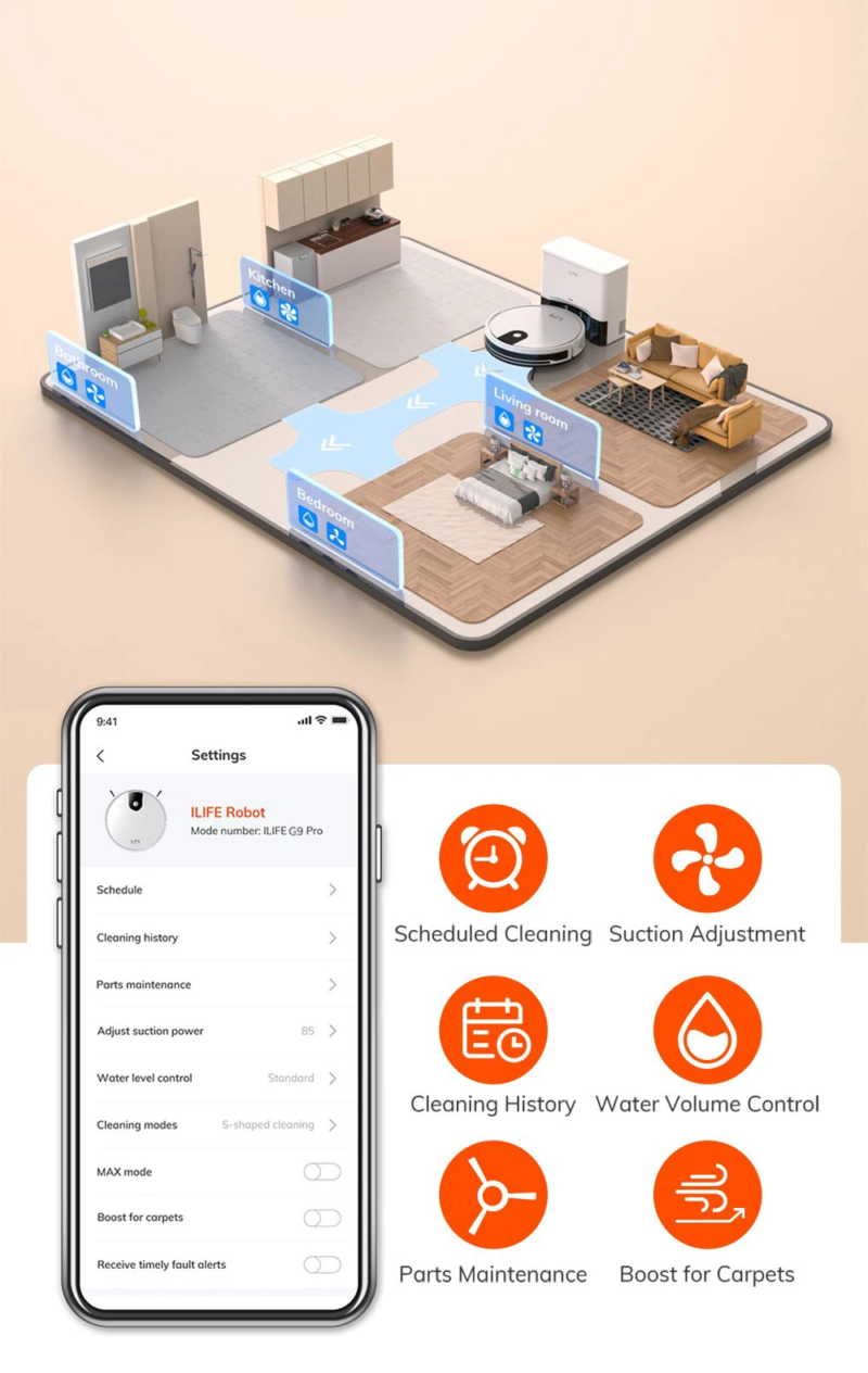 Ilife G9 PRO robotas dulkių siurblys su išvalymo stotele ir drėgnu valymu