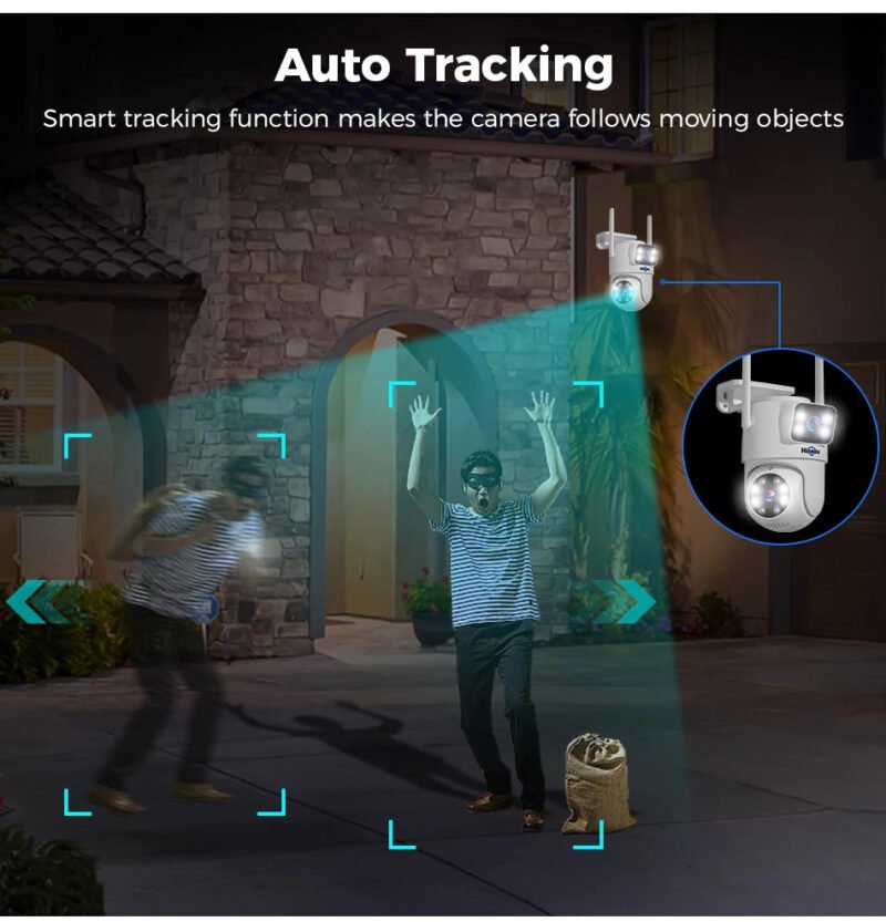 Hiseeu dvigubu saugos kamerų komplektas su įrašymo įrenginiu apsaugos kameros dviejų lęšių