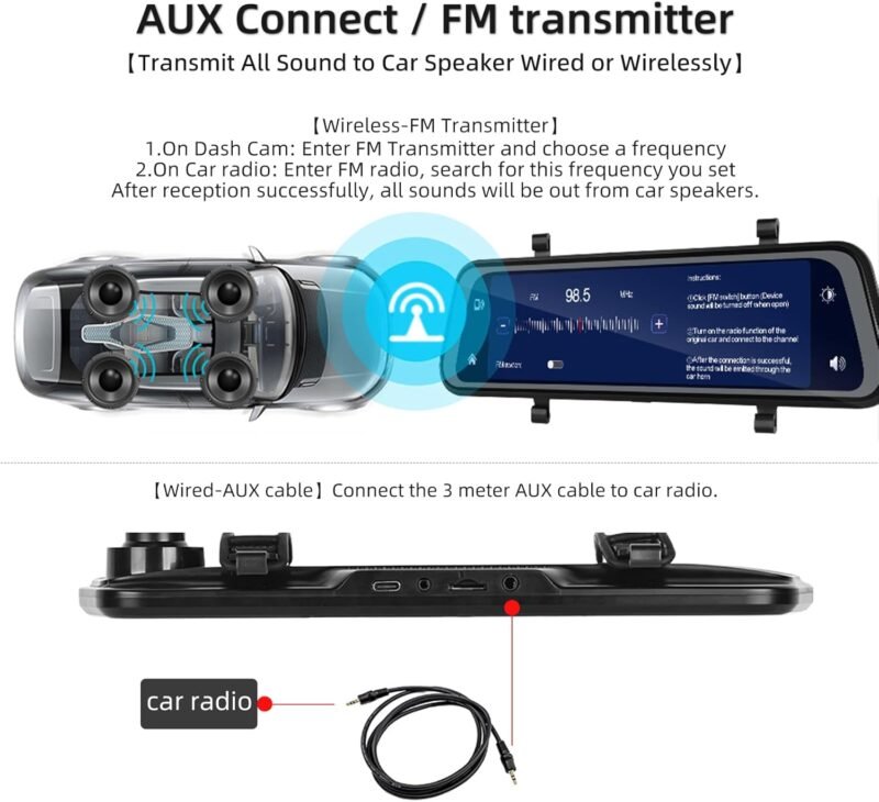 išmanusis galinio vaizdo veidrodėlis su registratoriumi kamera carplay ir android auto sistema navigacija