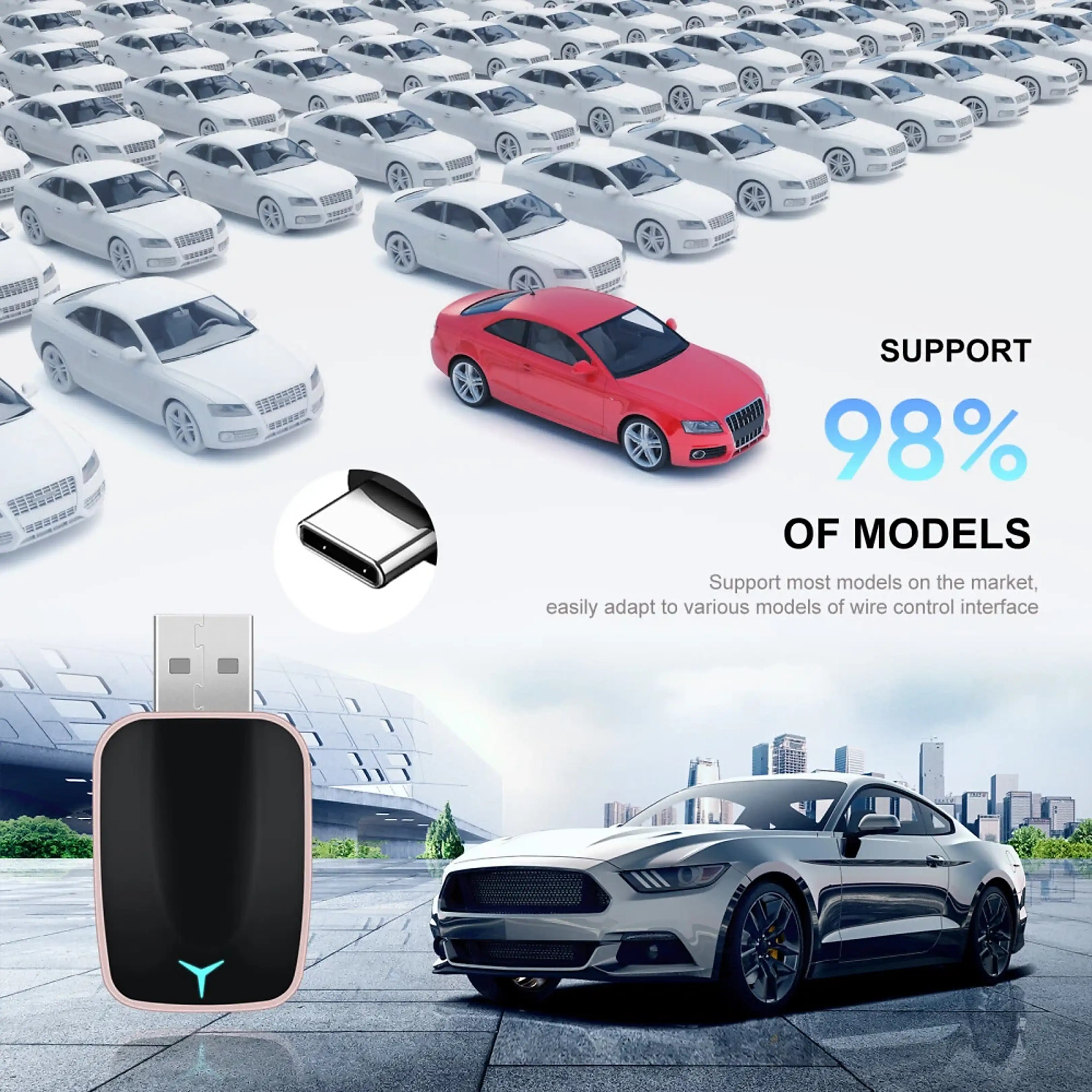 Belaidis CarPlay Android Auto Adapteris automobilių multimedijoms USB Bluetooth