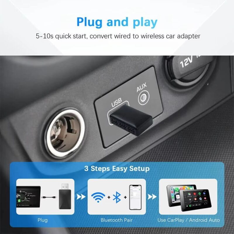 Belaidis CarPlay Android Auto Adapteris automobilių multimedijoms USB Bluetooth