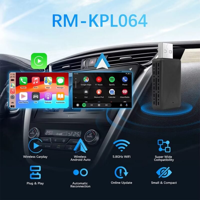 Belaidis CarPlay Android Auto Adapteris automobilių multimedijoms USB