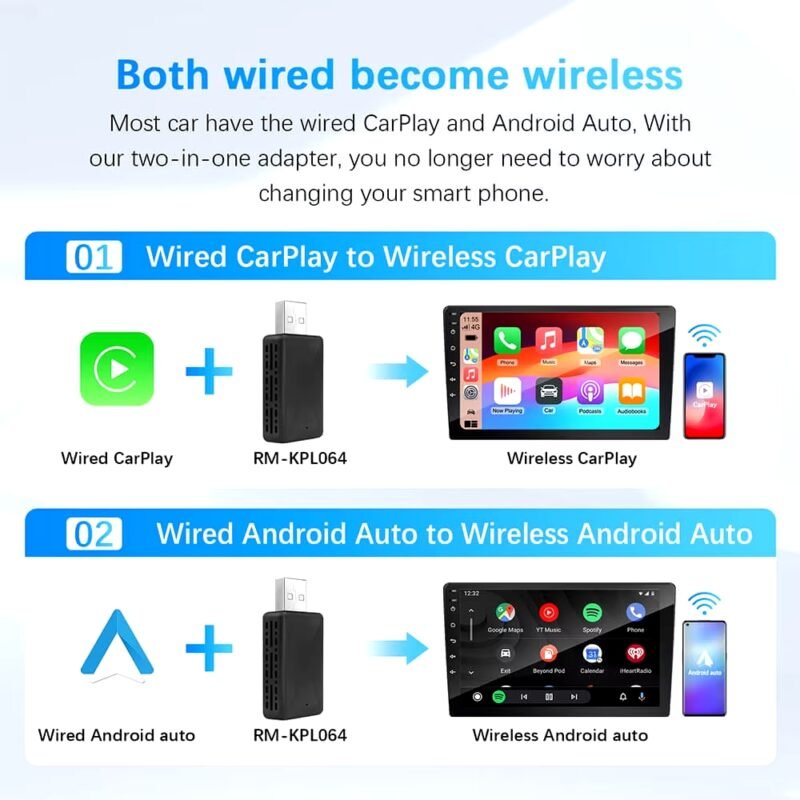 Belaidis CarPlay Android Auto Adapteris automobilių multimedijoms USB