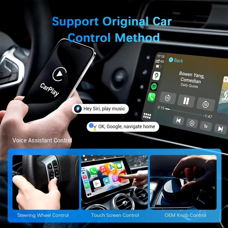 Belaidis CarPlay Android Auto Adapteris automobilių multimedijoms USB Bluetooth