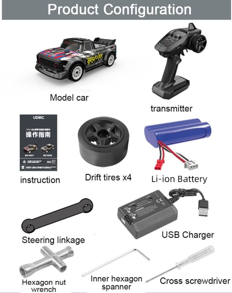 UDIRC BREAKER DRIFT SPORT 1/16 automodelis drift ralio modelis bolidas valdomas pulteliu