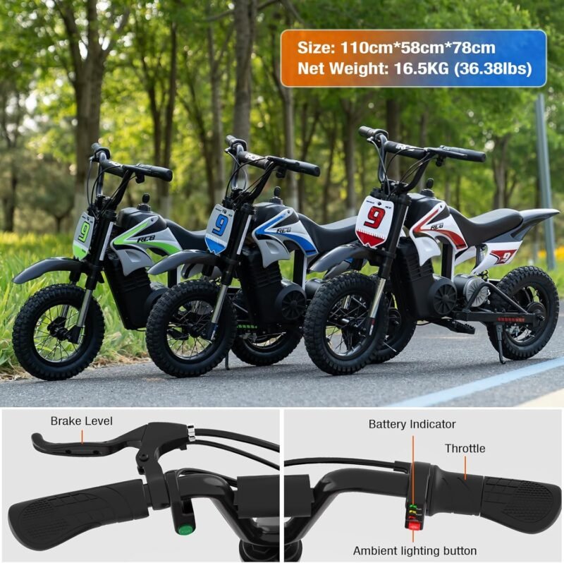 RCB R9X Pro elektrinis krosinis motociklas vaikams vaikiškas balansinis dviratis