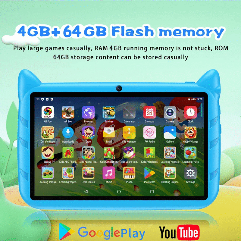 Vaikiškas planšetinis kompiuteris žaidimams youtube 4+64gb