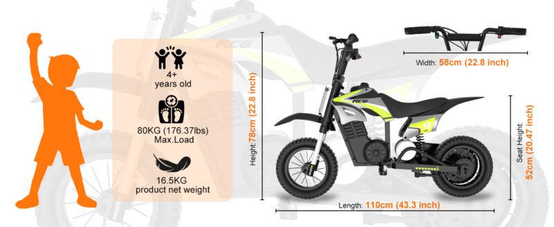 RCB R9X Pro elektrinis krosinis motociklas vaikams vaikiškas balansinis dviratis