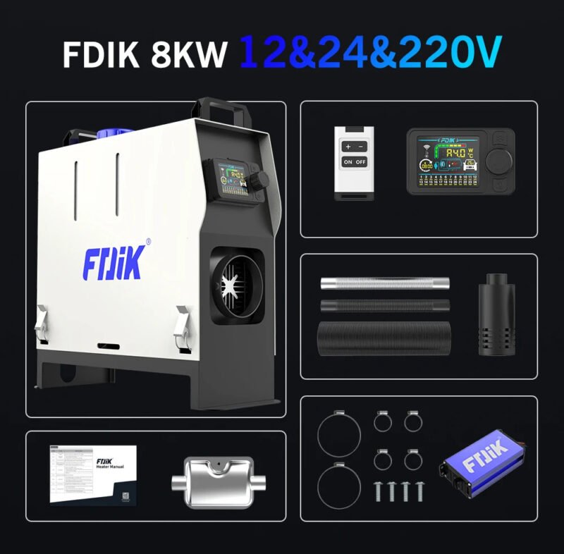 Universalus 12V 24V 220V Dyzelinis šildytuvas 8kw su Bluetooth valdymu