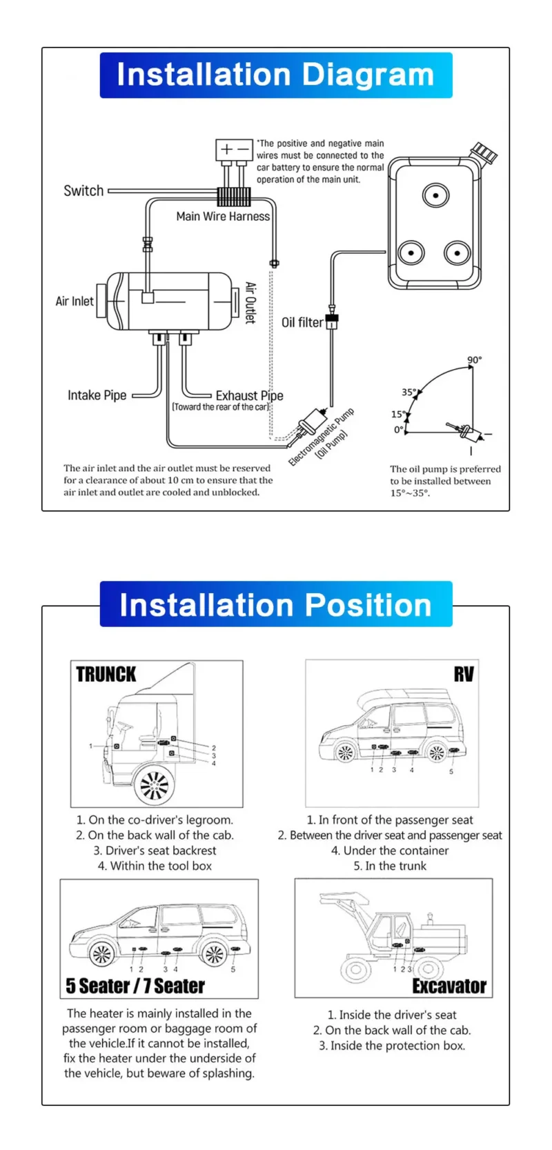12V Universalus Dyzelinis šildytuvas aluminiu kiautu 5KW
