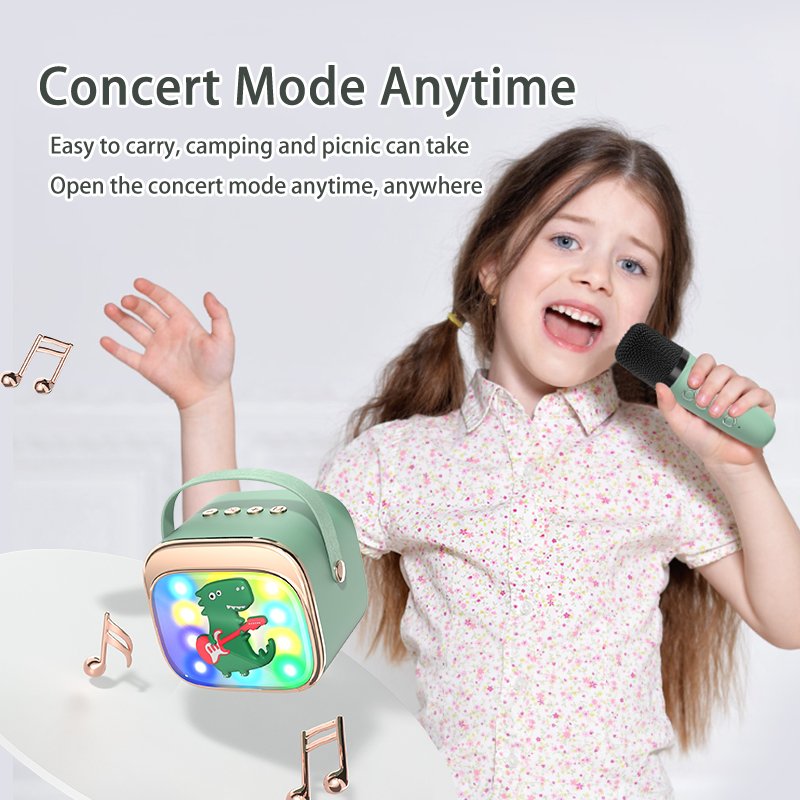 Vaikiška karaoke sistema kolonėle su Bluetooth + 2 mikrofonai LED šviesos