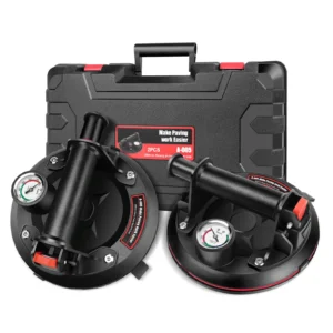 2vnt 8" Vakuuminiai siurbtukai pakėlimui stiklui plytelėms su barometru 200kg