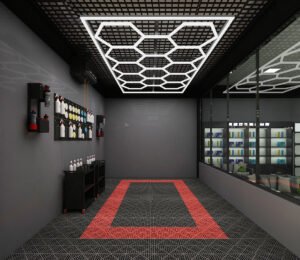Hexagon LED Korio tipo šešiakampis apšvietimas 14HEX + rėmas 243x484cm