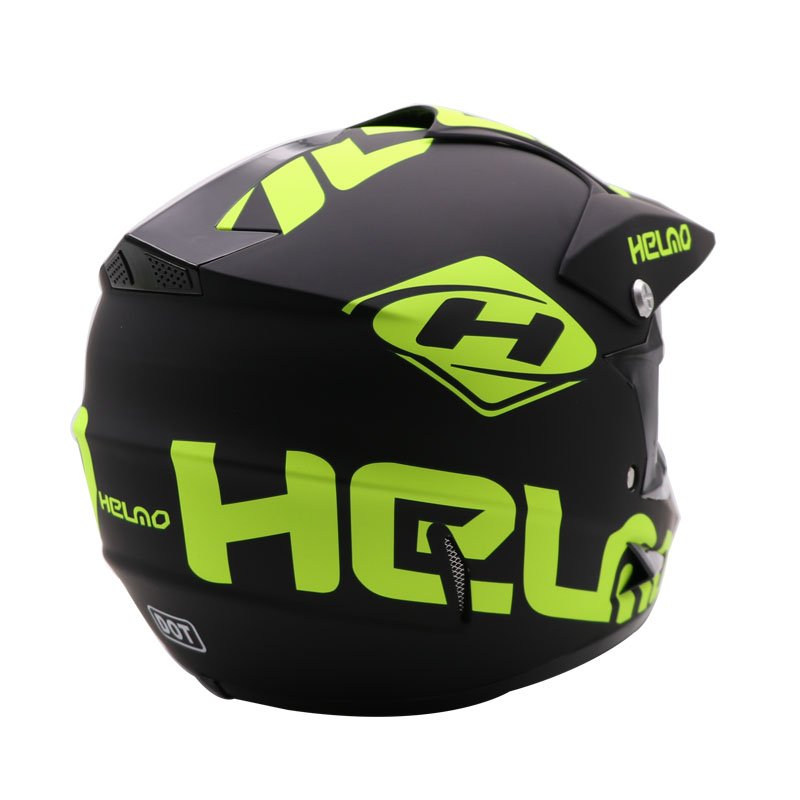 Vaikiškas moto šalmas su akiniais ir pirštinėmis žalias vaikams ir paaugliams