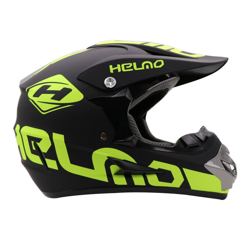 Vaikiškas moto šalmas su akiniais ir pirštinėmis žalias vaikams ir paaugliams