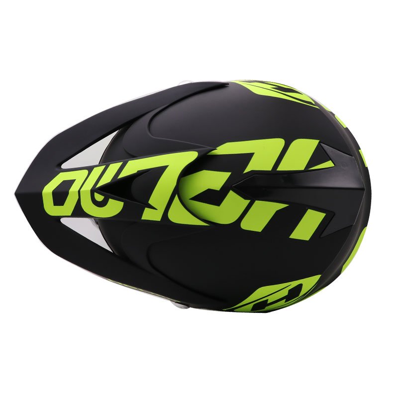 Vaikiškas moto šalmas su akiniais ir pirštinėmis žalias vaikams ir paaugliams