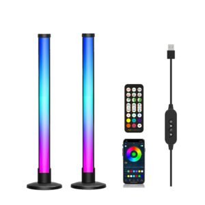 2vnt LED RGB Pastatomas šviestuvas toršerai su šviesos efektais