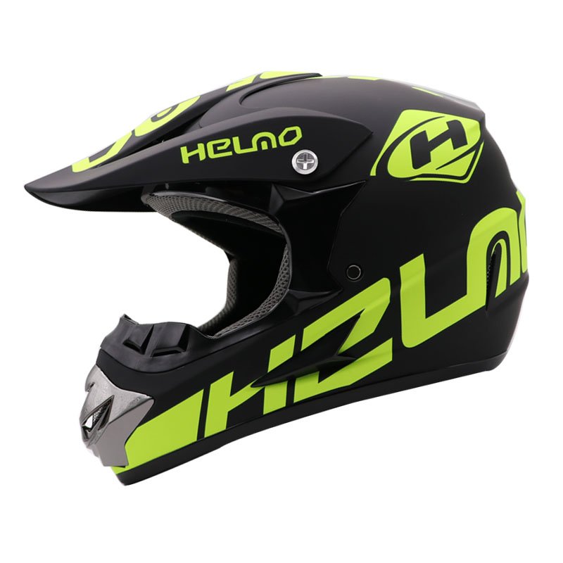 Vaikiškas moto šalmas su akiniais ir pirštinėmis žalias vaikams ir paaugliams