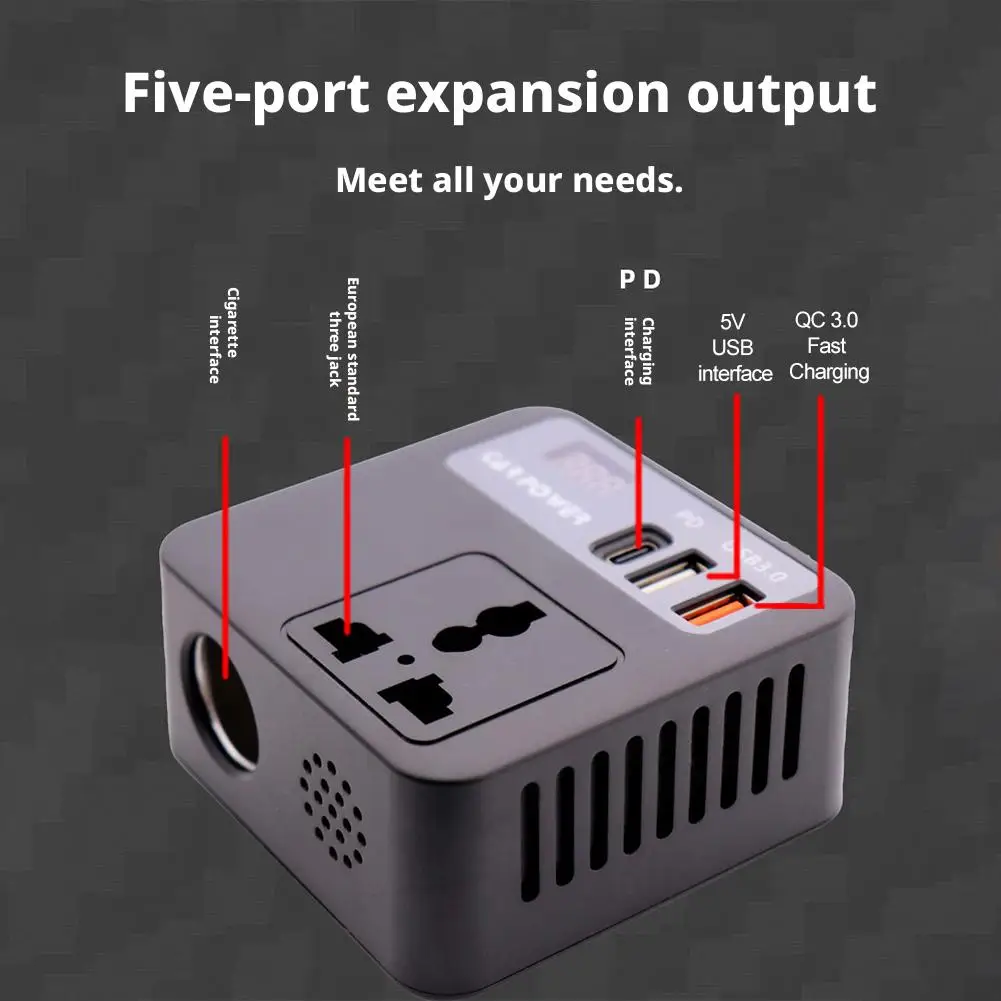 Mini 12V į 220V inverteris įtampos keitiklis 150W su USB
